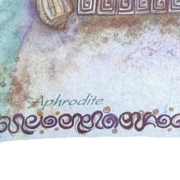 Aphrodite Silk Scarf By Ifadi Greece 31” Square Aqua Blue & Greek Goddess Print - Picture 4 of 8